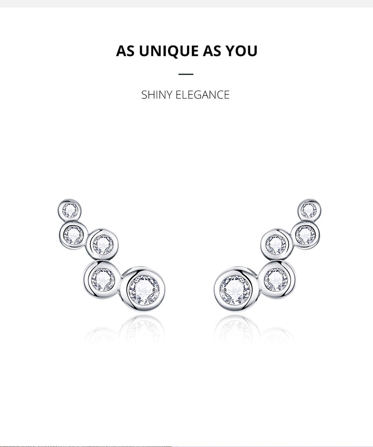 Đôi Bông Tai BAMOER BSE235 Bạc 925 Hình Bong Bóng Hình Học Đơn Giản Dành Cho Nữ