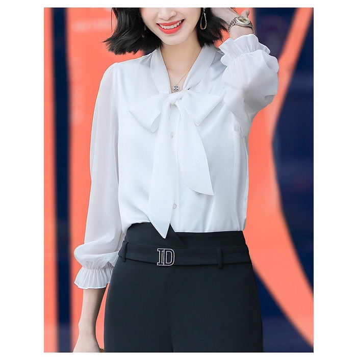 Áo SƠ Mi Công Sở Cổ Phối Nơ Tay Nhúng Ty Fashion TFA305 Phù Hợp Đi làm , Đi chơi Full Size MLXL