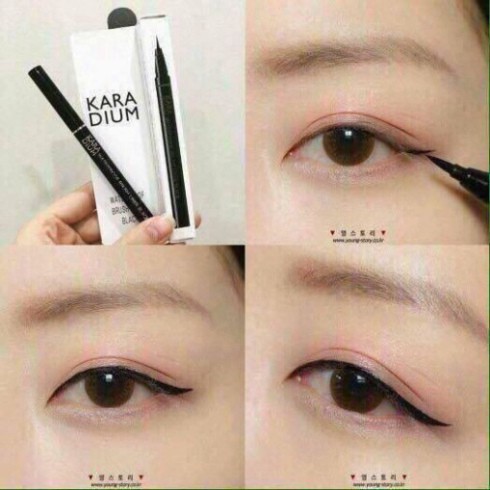 [Auth Hàn] Bút Kẻ Mắt Nước Karadium Không Trôi Waterproof Brush Liner Black Vỏ Trắng - Bút Kẻ Dạ Karadium Hàn Quốc D99