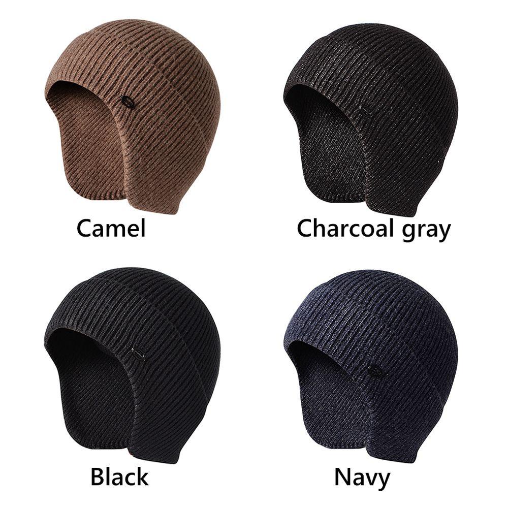 Mũ Beanie Dệt Kim Dày Dặn Có Vành Che Tai Cho Nam Và Nữ