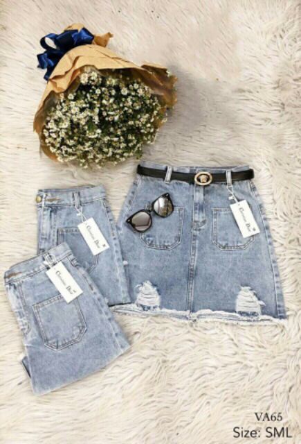 Chân váy bò rách sang chảnh