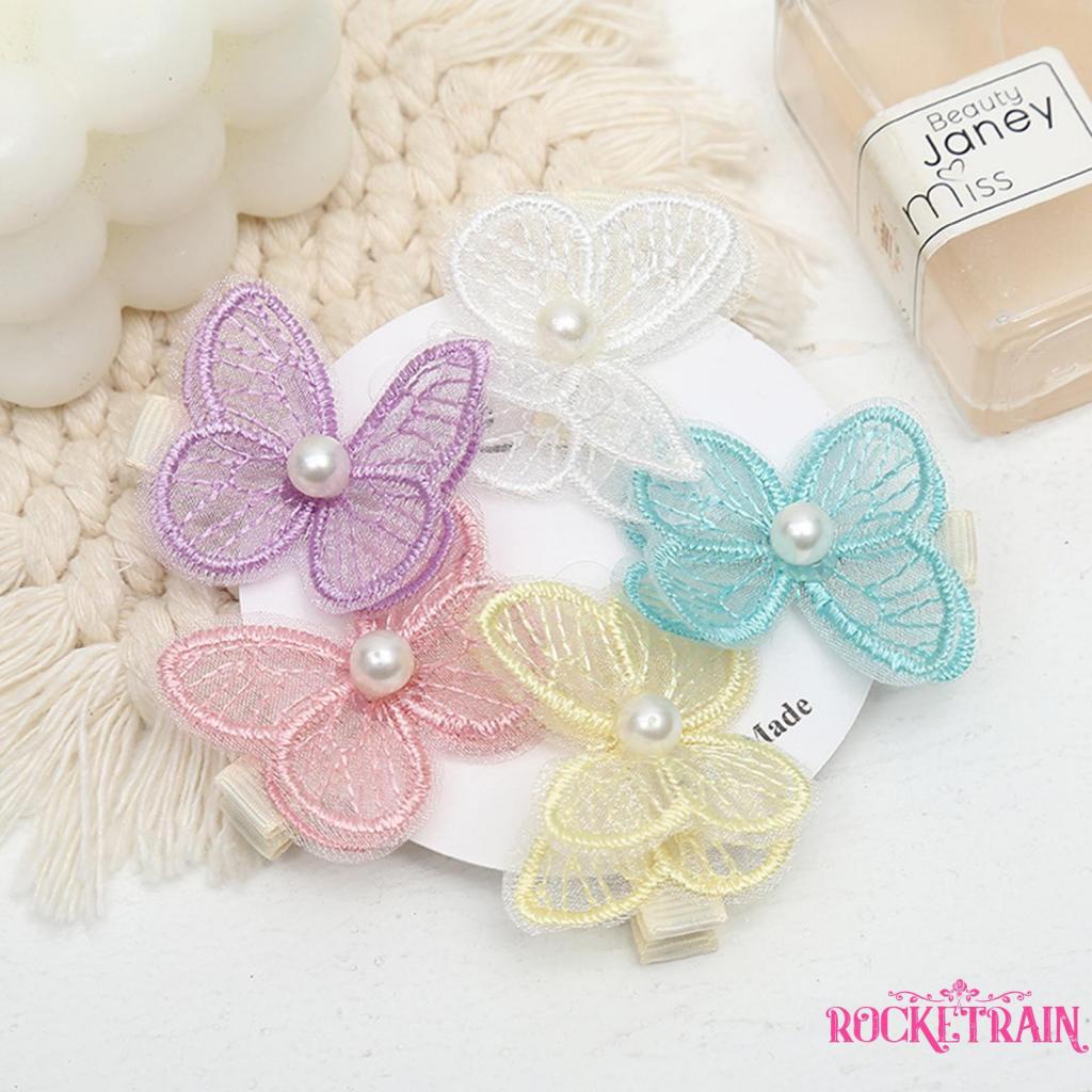 ✣Hf✩Kẹp Tóc Hình Con Bướm Đính Ngọc Trai Cho Bé