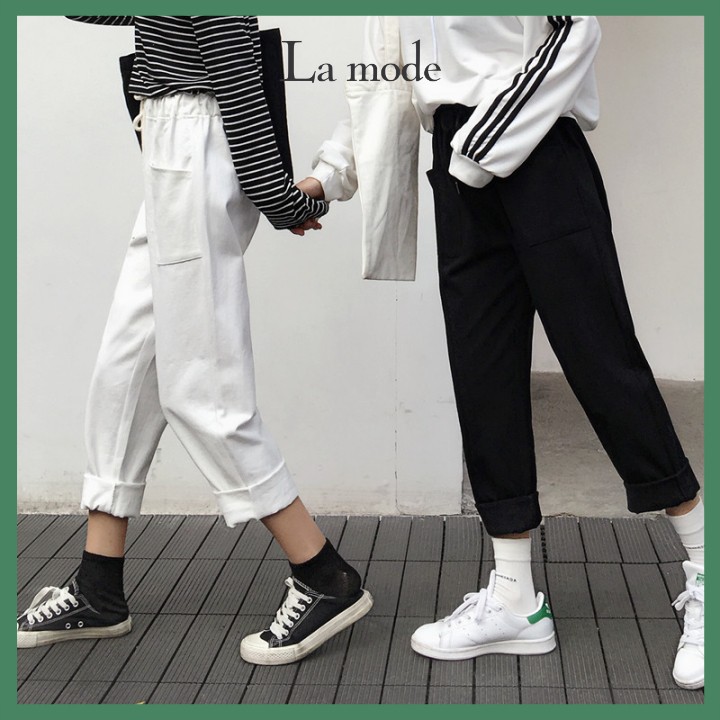 Quần Baggy Kaki Basic Form Cho Nữ Có Túi Trước Dây Rút Freesize - La mode
