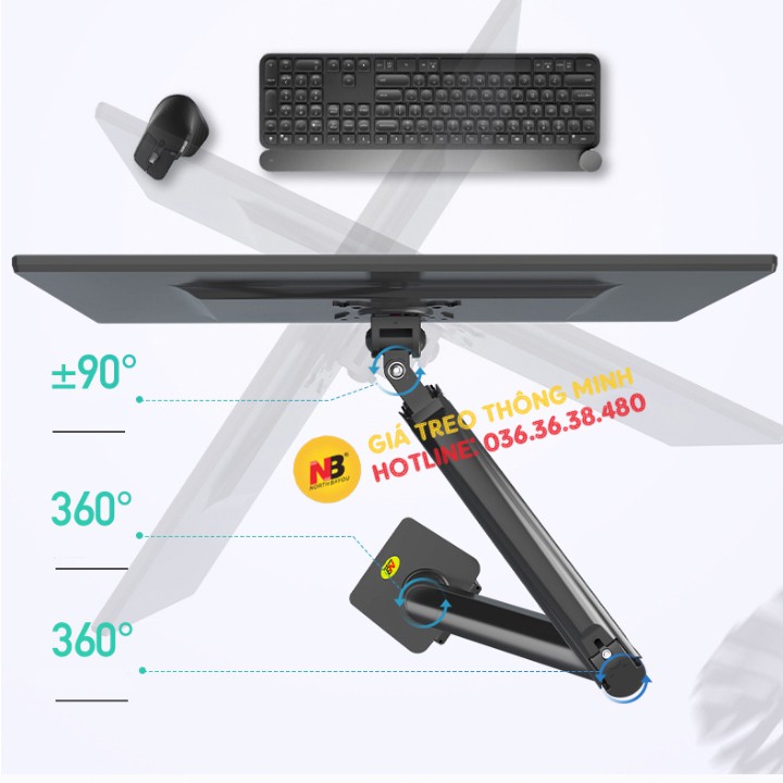 Giá treo màn hình máy tính NB F100A / G70 22 - 35 inch - Tay Arm Treo Màn Hình NB G70