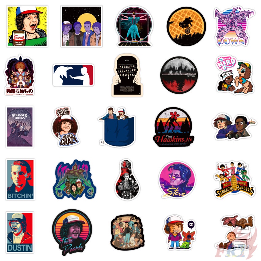 Set 50 miếng dán phong cách Stranger Things - Series 01 Netflix TV Joyce Byers trang trí hàn lý/ laptop/ ván trượt DIY