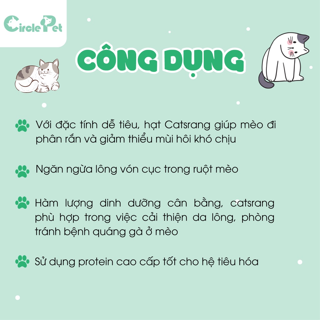 Thức Ăn Hạt Cho Mèo Catsrang Hỗ Trợ Tiêu Hóa Dành Cho Nhiều Lứa Tuổi Túi 400g - Circle Pet