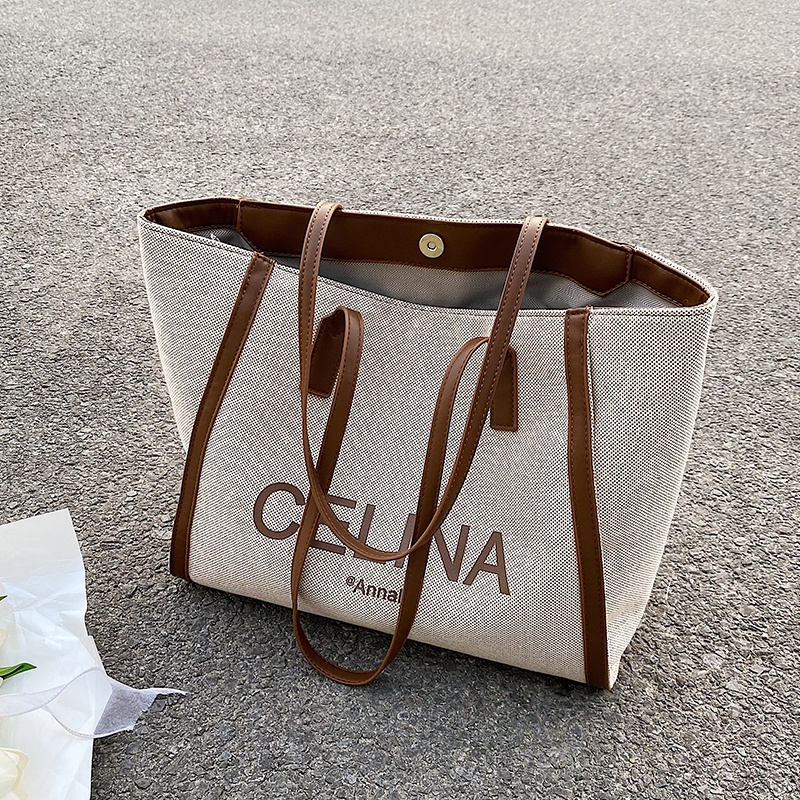 D19 Túi xách bản to khóa bấm 2 màu sắc đơn giản