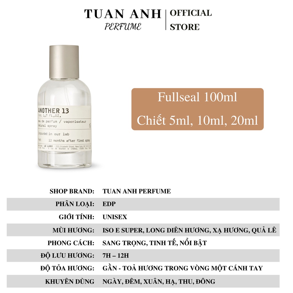 Nước hoa Le Labo Another 13 Unisex chính hãng thơm lâu giá Tốt TUAN ANH PERFUME