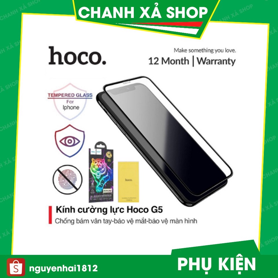 Kính cường lực iphone full màn Hoco G5 iphone 6/6s/6plus/7/8/7plu/8plus/X/Xs/ Xsmax/11/12/pro/promax/plus/s/r [G5]