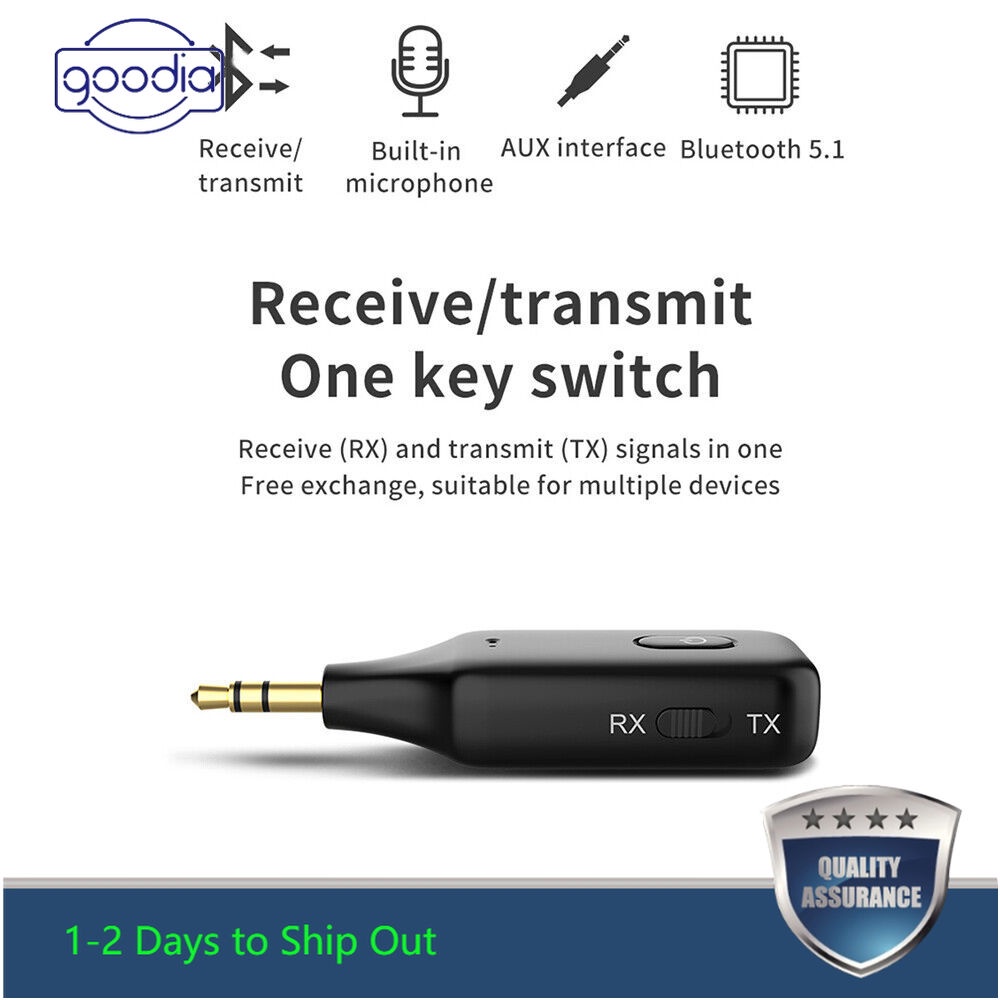 (Đang Bán) Bộ Thiết Bị Thu Phát Bluetooth 5.1 / 3.5mm Aux A2dp 2 Trong 1 Cho Xe Hơi