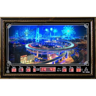 Đồng hồ Lịch Vạn Niên - Cảnh Pháo Hoa 68410A (có tia chớp pháo hoa)