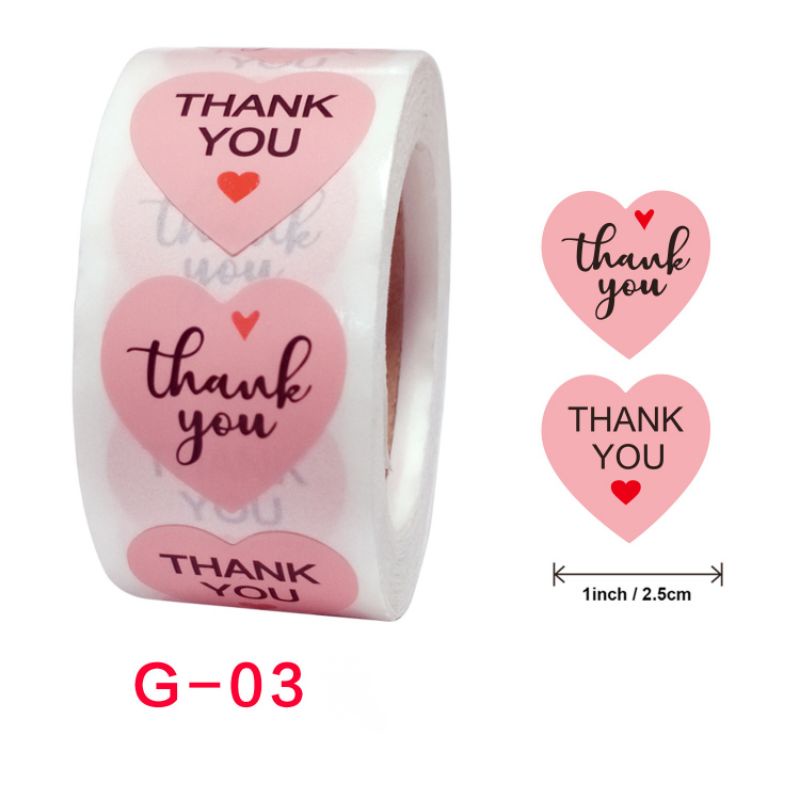 Cuộn 500 tem Sticker Thank you in màu tự dính 2.5cm - Tem cảm ơn