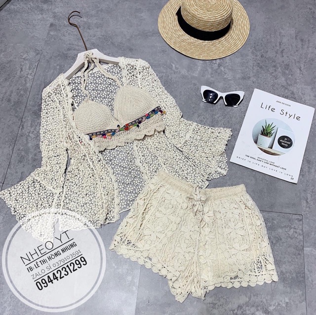 [Mã FAMAYWA2 giảm 10K đơn 50K] Set 3 Món Đi Biển☘️ Set Bikini Kèm Choàng Ren Siu Hót- Hàng QC | BigBuy360 - bigbuy360.vn