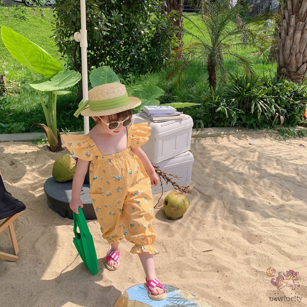 Áo liền quần họa tiết hoa phong cách Hàn Quốc thời trang mùa hè cho bé gái