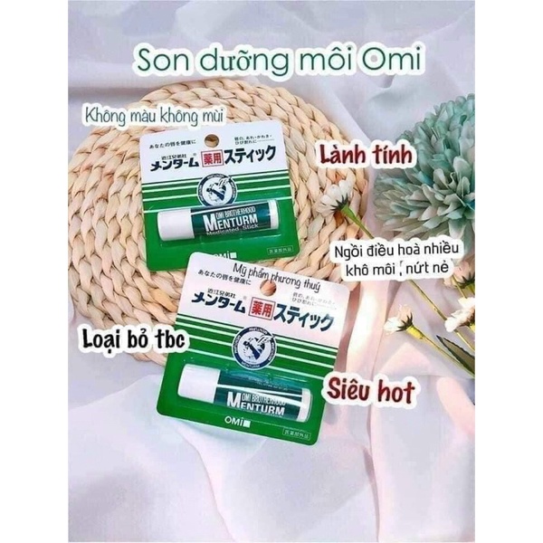 [Hàng Nhật] Son dưỡng Omi Brotherhood Menturm Medicated Stick With Menthol 4g Nhật Bản - Dành cho da khô nứt nẻ (Japan)