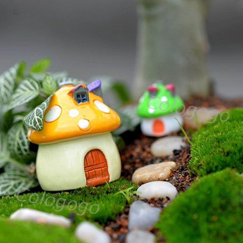 Mô hình ngôi nhà nấm mini nhiều màu sắc dành cho trang trí sân vườn