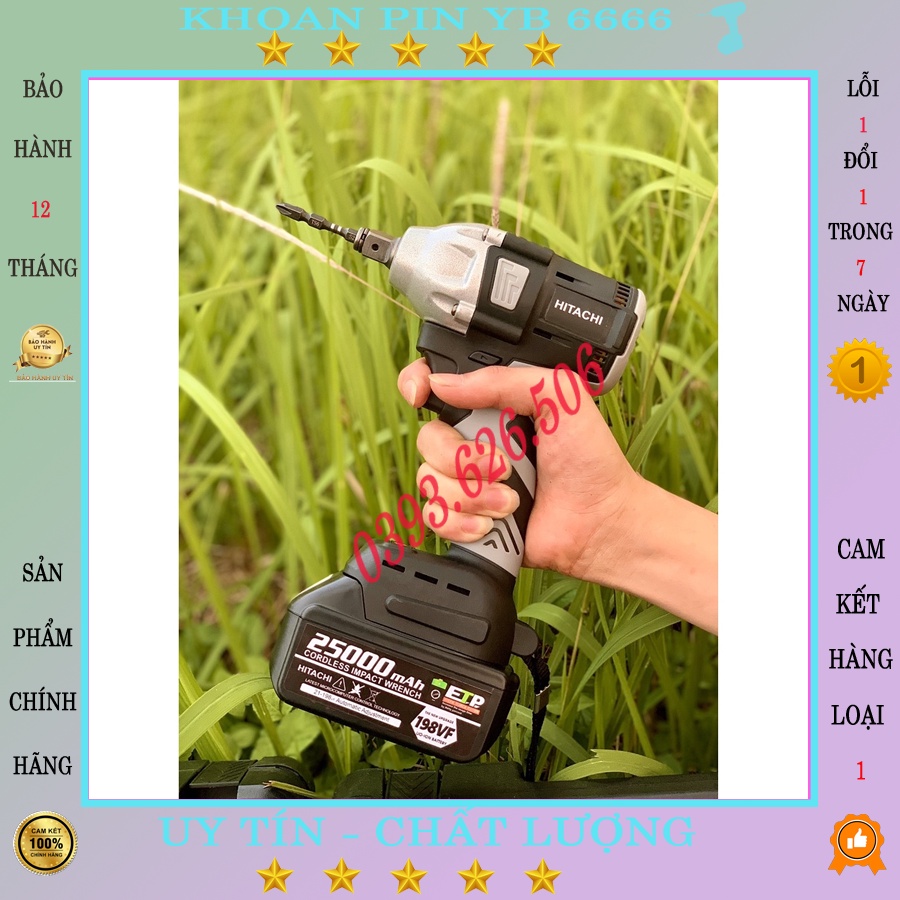 Máy Khoan Pin -Siết BULONG HITACHI 198v, lõi đồng không chổi than, dễ dàng dử dựng tiện lợi cho mọi người dùng
