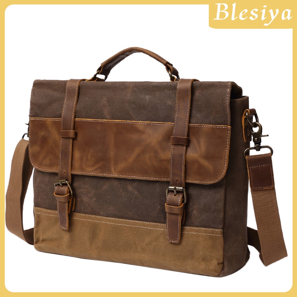 [BLESIYA] Vintage Leather Men Business Travel Laptop Briefcase Messenger Bag Satchel