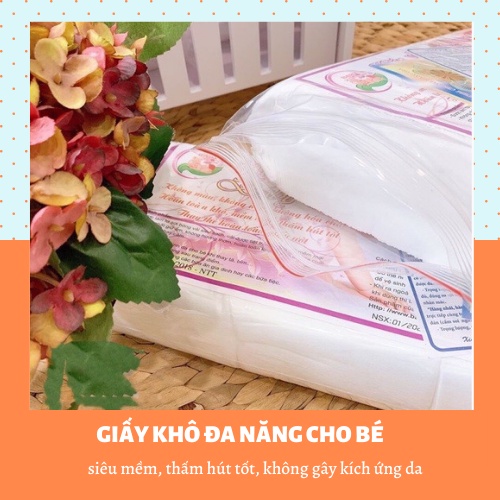 Giấy khô đa năng cho bé,Khăn vải đa năng Hiền Trang hàng loại 1 mềm mại ,không rút lõi