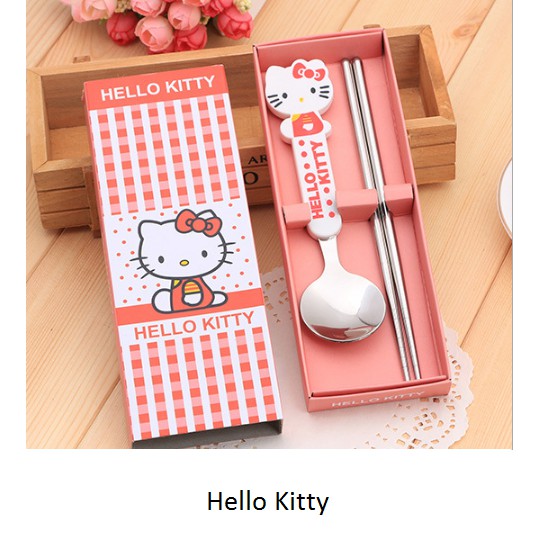 Bộ Muỗng Đũa Hình Hello Kitty Xinh Xắn Tiện Dụng