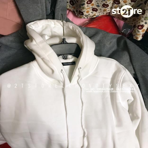 Áo hoodie unisex 2T Store H05 màu trắng - Áo khoác nỉ chui đầu nón 2 lớp dày dặn đẹp chất lượng 🌺