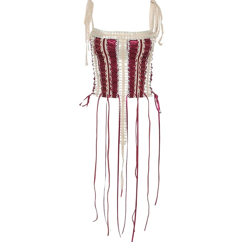 Áo croptop cao bồi thiết kế dây đai có thể kết hợp với vest (ORDER)