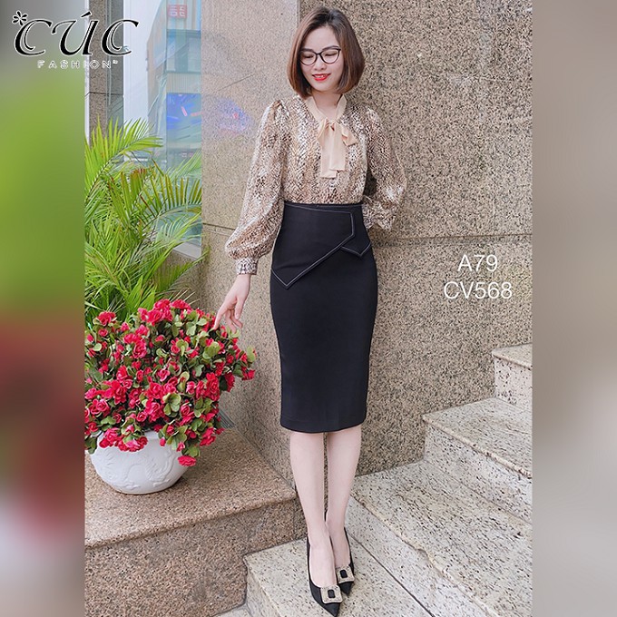 Chân váy đầm bút chì công sở cao cấp dáng dài Cúc Fashion CV568 cv vạt nhọn | BigBuy360 - bigbuy360.vn