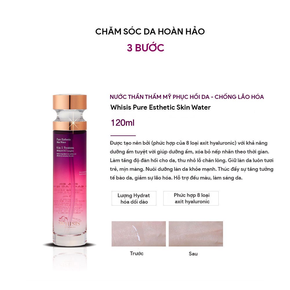 Bộ Chăm Sóc Da Chuyên Sâu WHISIS Pure Esthetic Skincare Set Giúp Cấp Ẩm Làm Dịu Dưỡng Sáng Da