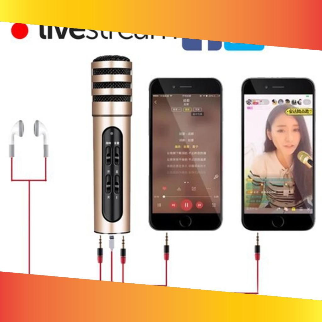  [FREESHIP-99K]  BỘ MICRO C6 3IN1 TRÊN ĐIỆN THOẠI 2018 (THU ÂM, LIVESTREAM, KARAOKE) 