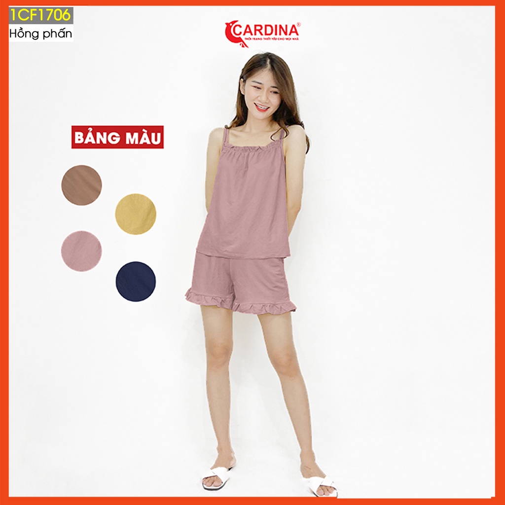 Đồ bộ nữ CARDINA chất cotton Nhật cao cấp quần đùi áo hai dây mềm mại mang đến vẻ đẹp nữ tính cho phái đẹp 1CF17.