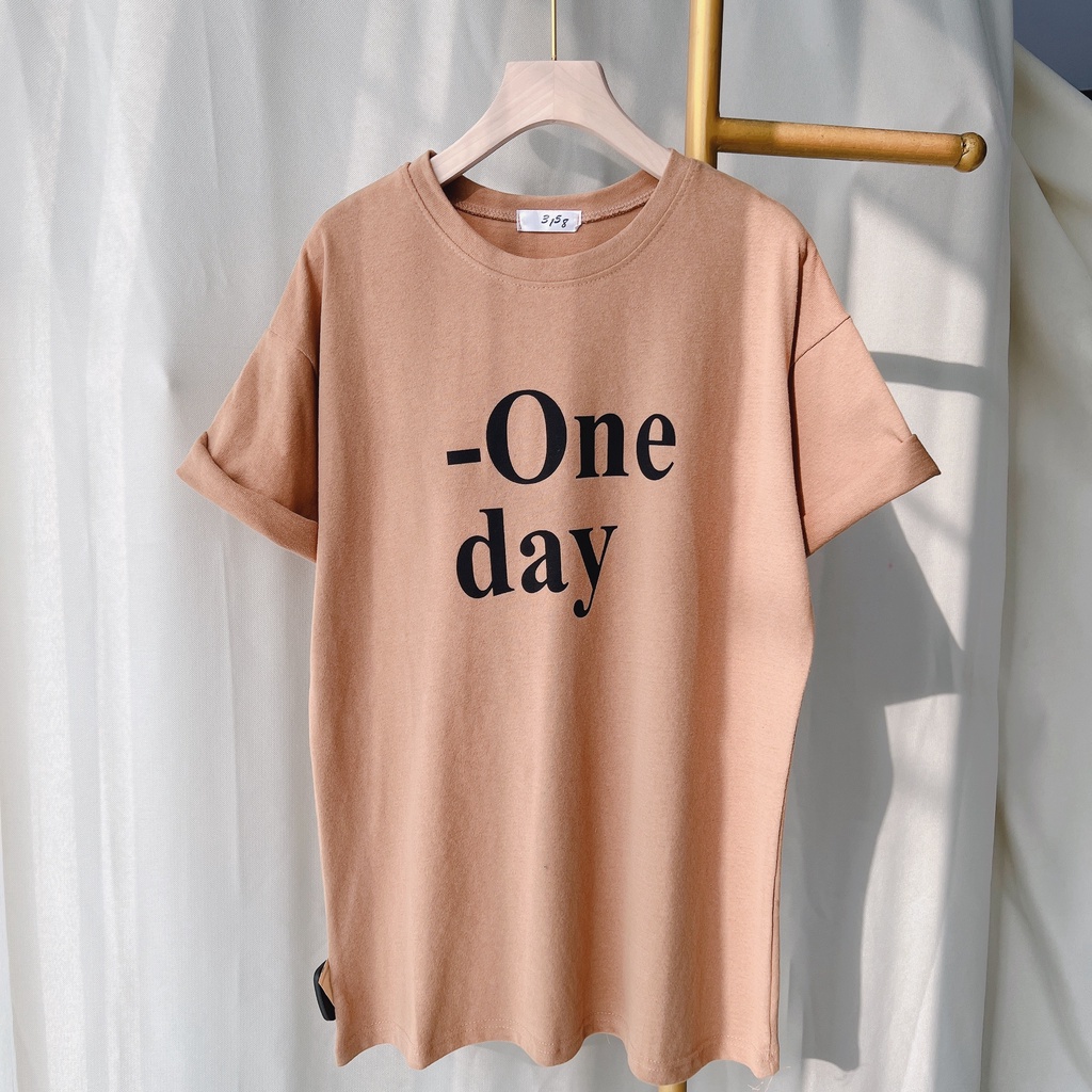 áo phông in chữ one-day dáng dấu quần lên dáng cực xinh