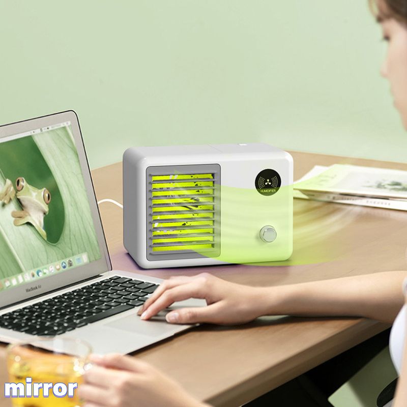 ☪☪In stock☪☪ New desktop water-cooled fan mini air conditioning refrigeration spray air cooler USB charging cold air humidifier ☪MIRROE☪