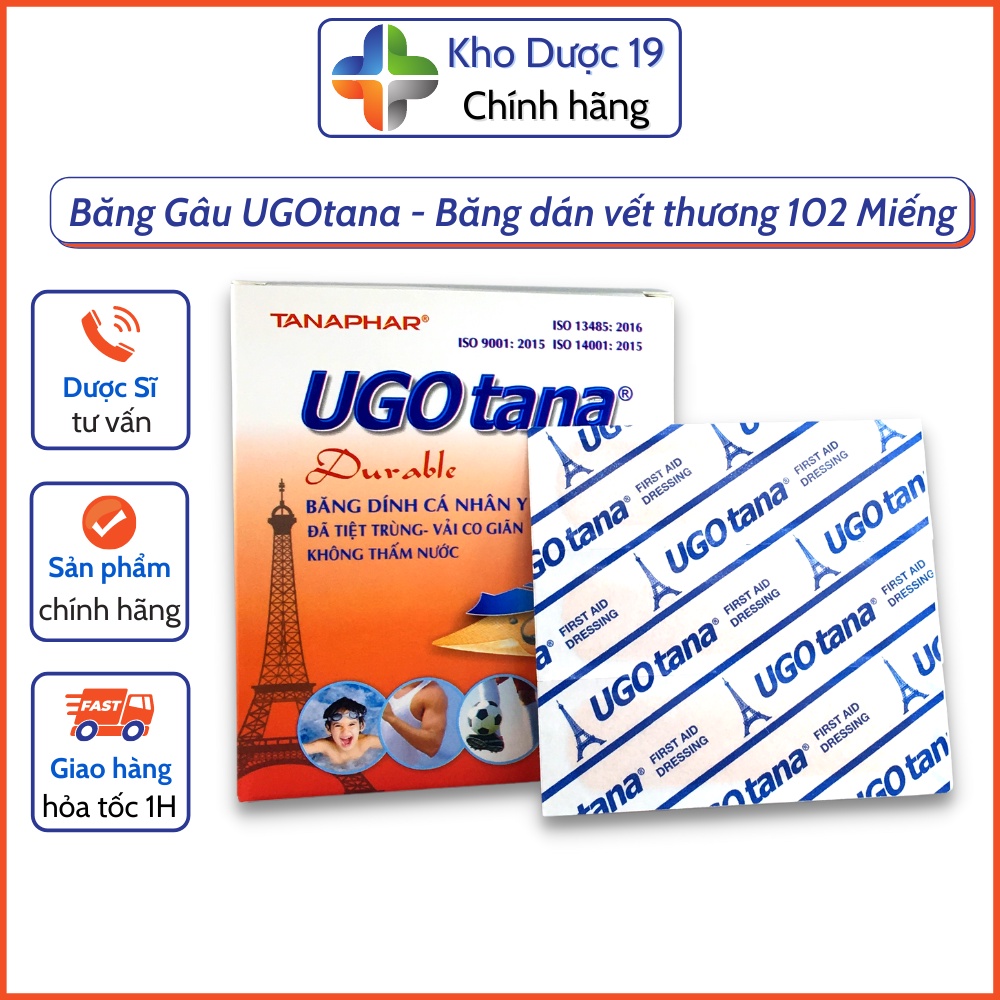 Băng Gâu UGOtana Hộp 102 Miếng Dán Vết Thương, Băng Dán Cá Nhân Urgo, Băng Dính Y Tế Sơ Cứu Vết Thương