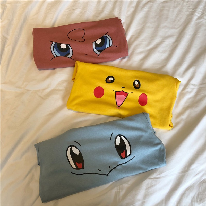 Áo thun croptop tay ngắn in hình Pikachu dễ thương