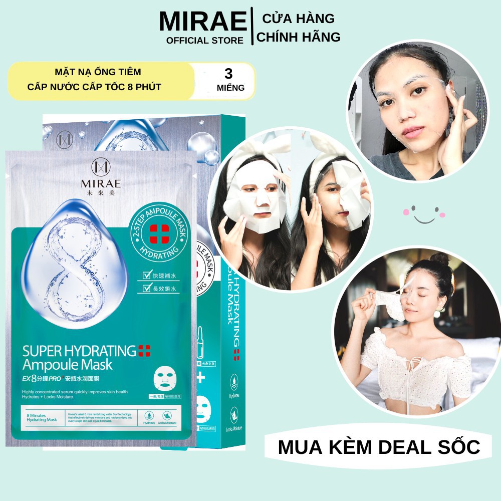 Mặt nạ ống tiêm cấp nước MIRAE cho da cải thiện giúp da căng mịn sáng bóng 1.5ml/ống, 20ml / miếng | BigBuy360 - bigbuy360.vn