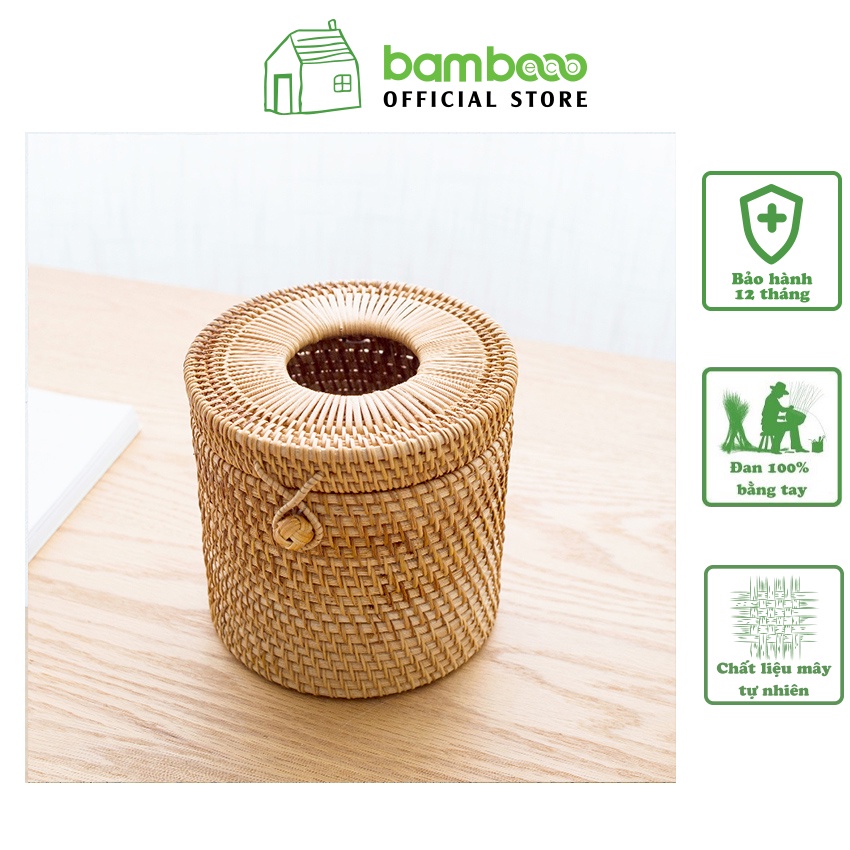 Hộp đựng giấy ăn mây tre đan cao cấp BAMBOOO ECO thân thiện môi trường