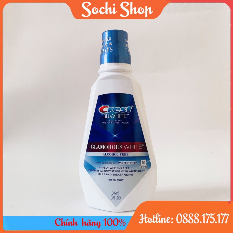 Nước súc miệng CREST 3D GLAMOROUS WHITE 946ML MỸ