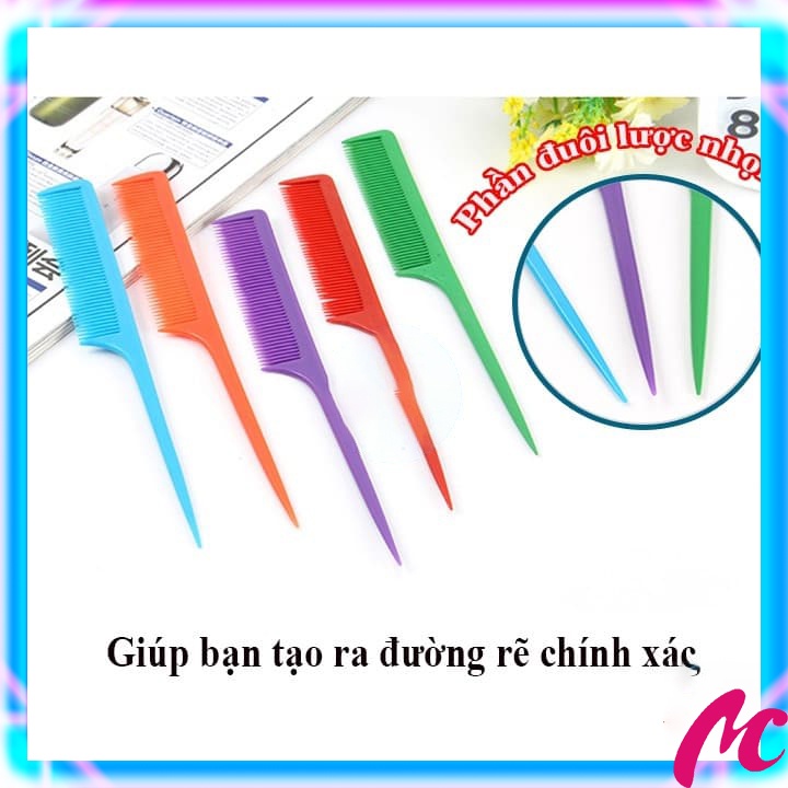 Lược nhựa đuôi nhọn rẽ ngôi - chuyên dụng - hoàn hảo MC