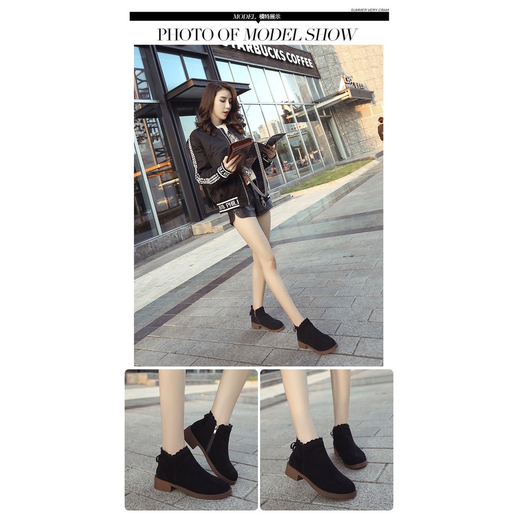 Boot nữ cổ ngắn da lộn giày nữ bốt bệt boots siêu đẹp M109 Mai Aries Store | BigBuy360 - bigbuy360.vn