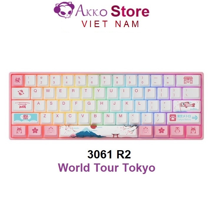 Bàn phím cơ AKKO 3061 World Tour Tokyo R2 (Hotswap / RGB / Gateron switch Pre-Lubed / Foam tiêu âm)
