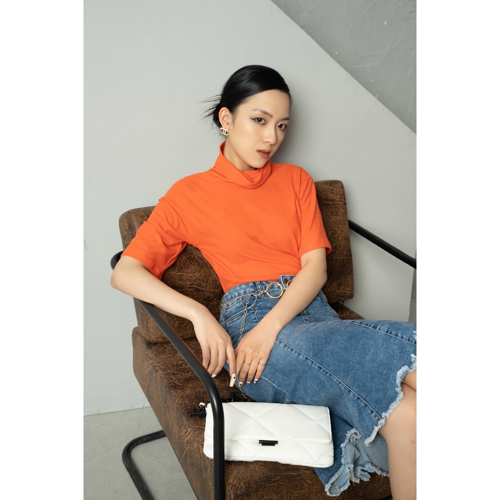 Áo thun MECIA AT047-06 Áo thun suông cổ lọ