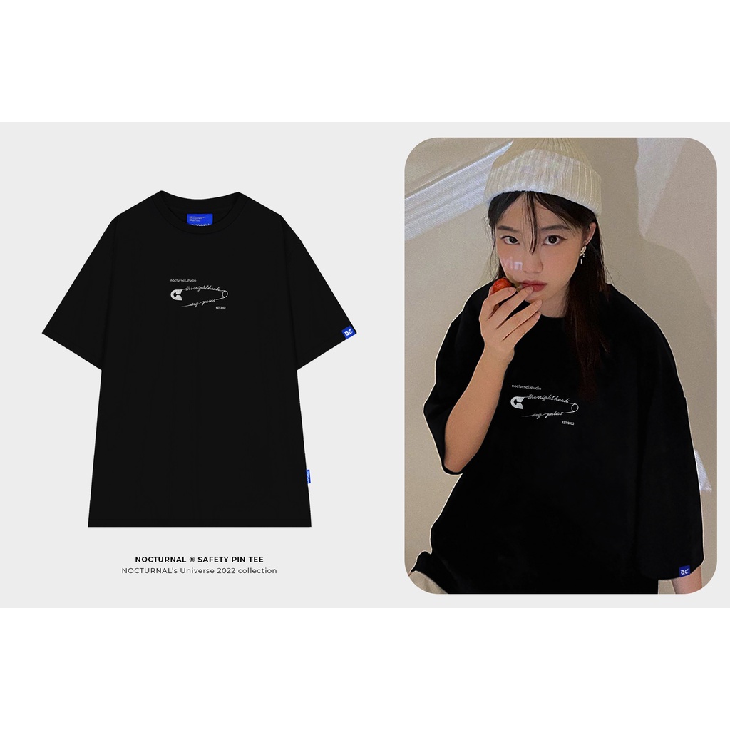 (FULL BOX) Áo Thun Thêu NOCTURNAL's Safety Pin Unisex Form Rộng Tay Lỡ Oversize Tee Cotton 100% Local Brand