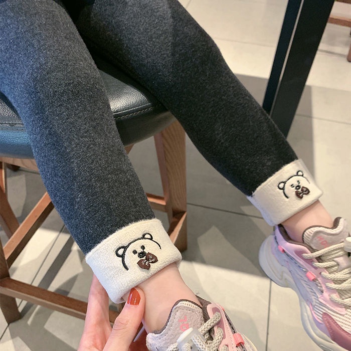 Quần legging nhung một lớp co giãn dày dặn thời trang thu đông mới cho bé gái