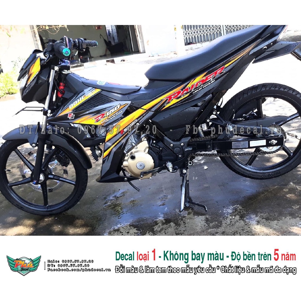 Tem rời xe raider Xám đen vàng (A)