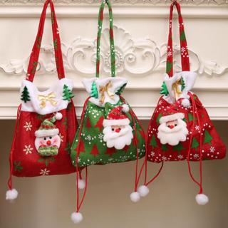 ♥FL*Christmas Gift Handbag Drawstring Present Candy Bag Home Party Xmas Decoration♬
