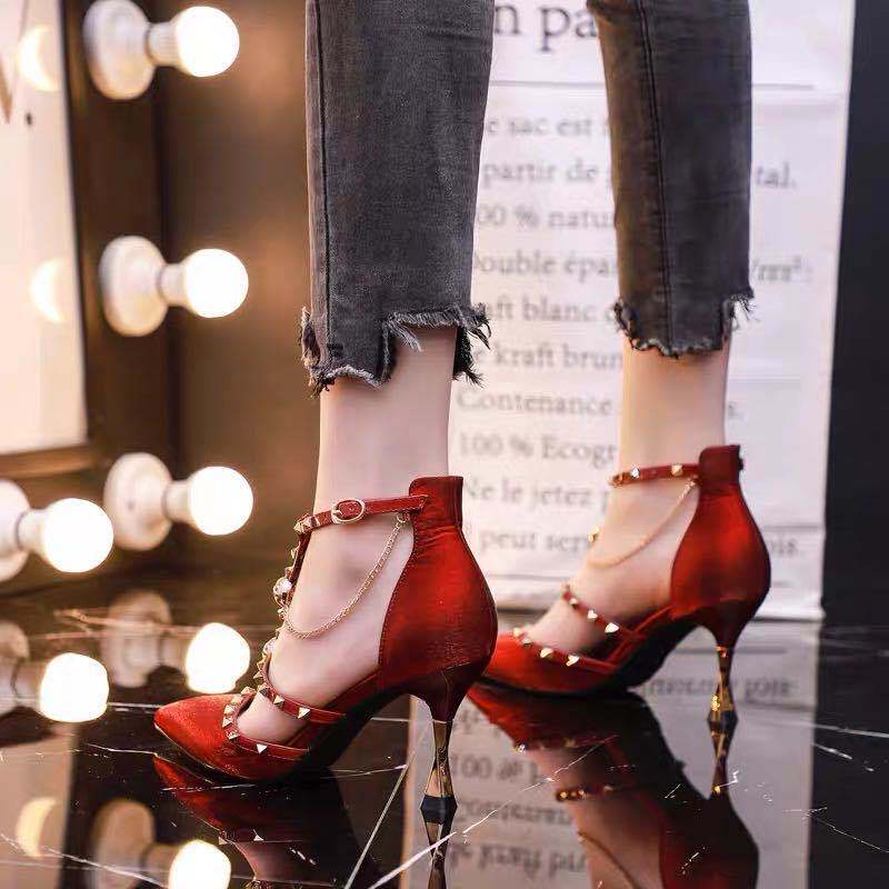 Giày sandal cao gót thời trang hè 2021 sang trọng cho nữ