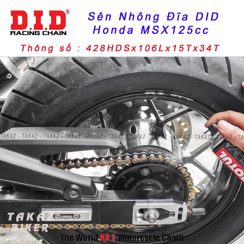[MSX – Sên Vàng] Sên nhông dĩa DID Honda MSX – Sên Vàng 10ly DID HDS có che sên Thái Lan 100%