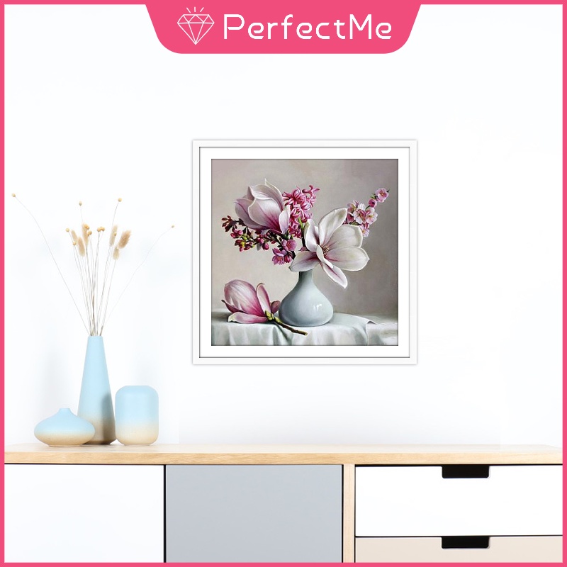 Bộ tranh đính đá 5D họa tiết bình hoa độc đáo DIY 30x30cm