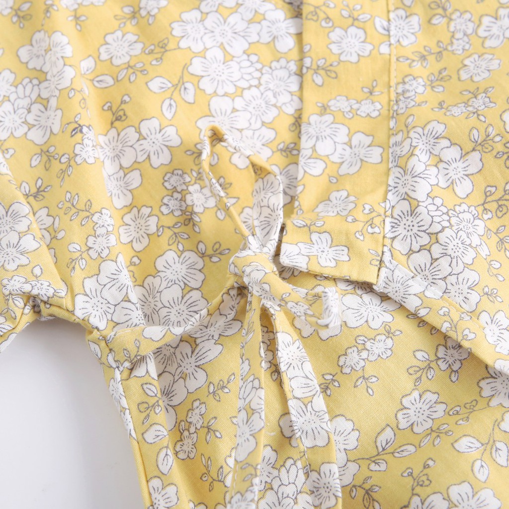 Áo Liền Quần Sanlutoz Họa Tiết Hoa Vàng Thời Trang Mùa Hè Dành Cho Bé