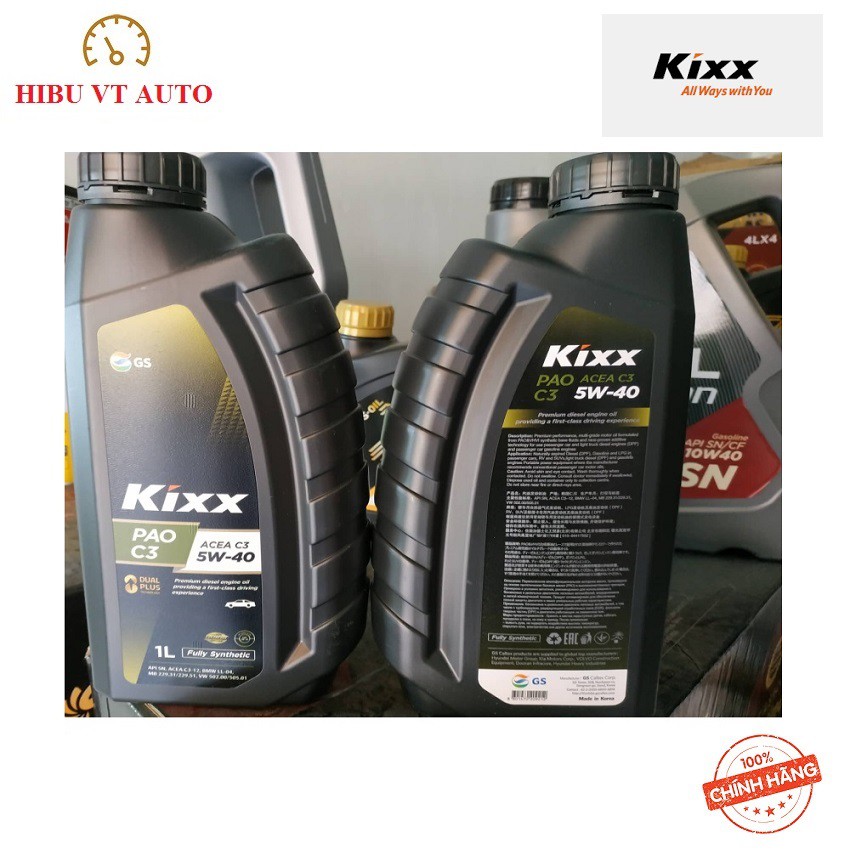 Dầu Nhớt Kixx Pao C3 API SN 5W-40 loại 1 Lít Phù hợp các loại xe ga: Honda, Suzuki, Yamaha và các dòng xe ô tô đời mới.